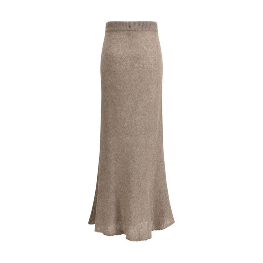 Lisa Yang Kelsy cashmere skirt, long monochrome style with elastic waistband, soft knit weave for comfort and versatility.