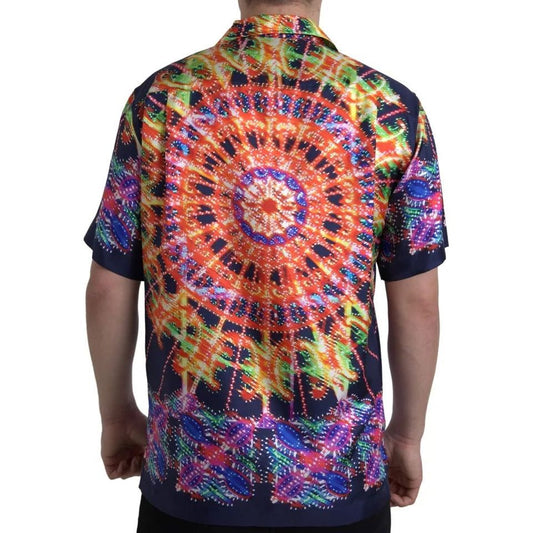 Dolce & Gabbana Multicolor Luminarie Print Men Silk Shirt TSH94189-38