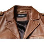 Dolce & Gabbana Brown Calfskin Leather Button Down Jacket JKT3447-50