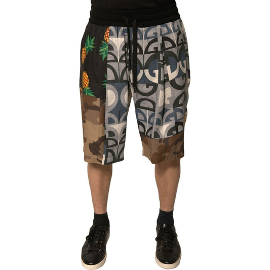 Dolce & Gabbana Multicolor Patchwork Linen Bermuda Shorts PAN75662-48