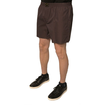 Dolce & Gabbana Brown Cotton Blend Men Mid Waist Shorts