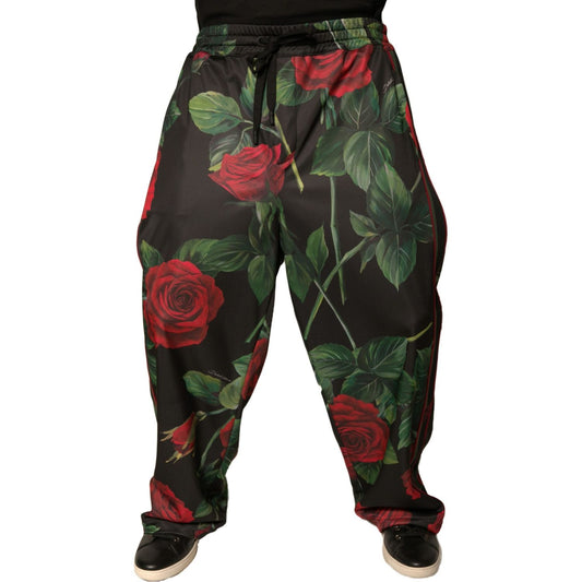 Dolce & Gabbana Black Floral Polyester Jogger Sweatpants Pants PAN75669-56