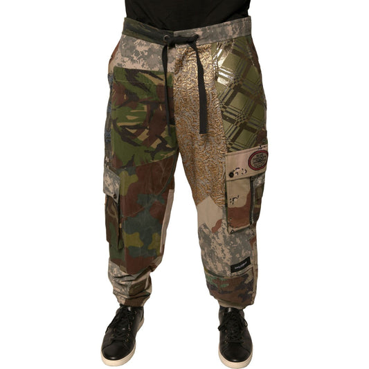 Dolce & Gabbana Multicolor Patchwork Men Jogger Pants PAN75688-48