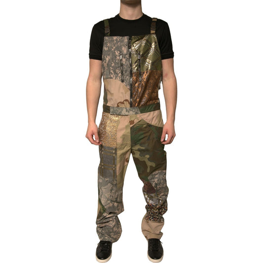 Dolce & Gabbana Multicolor Patchwork Camouflage Overall Pants PAN75701-52