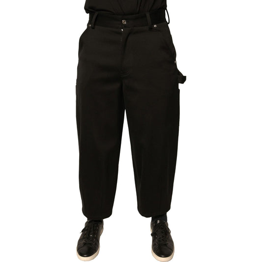 Dolce & Gabbana Black Cotton Mid Waist Cropped Pants PAN75712-44