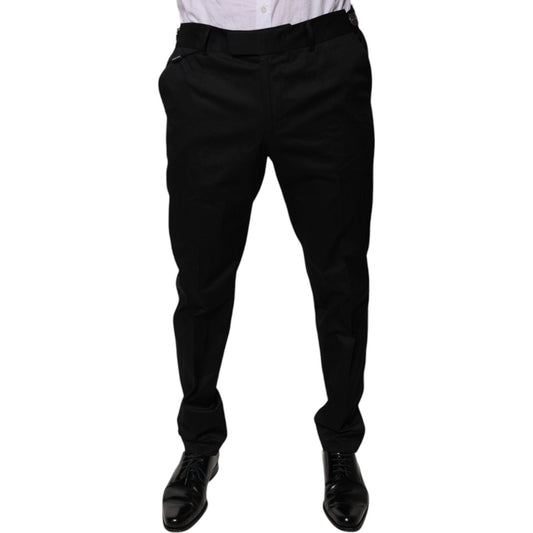 Dolce & Gabbana Black Cotton Tapered Formal Dress Pants PAN75783-50