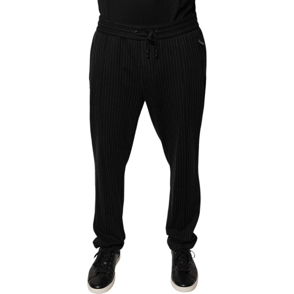 Dolce & Gabbana Black Stripes Viscose Skinny Dress Pants PAN75803-54