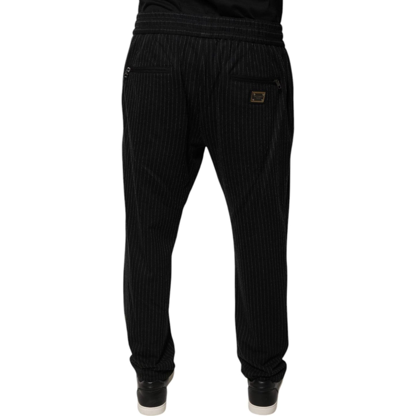 Dolce & Gabbana Black Stripes Viscose Skinny Dress Pants PAN75803-54