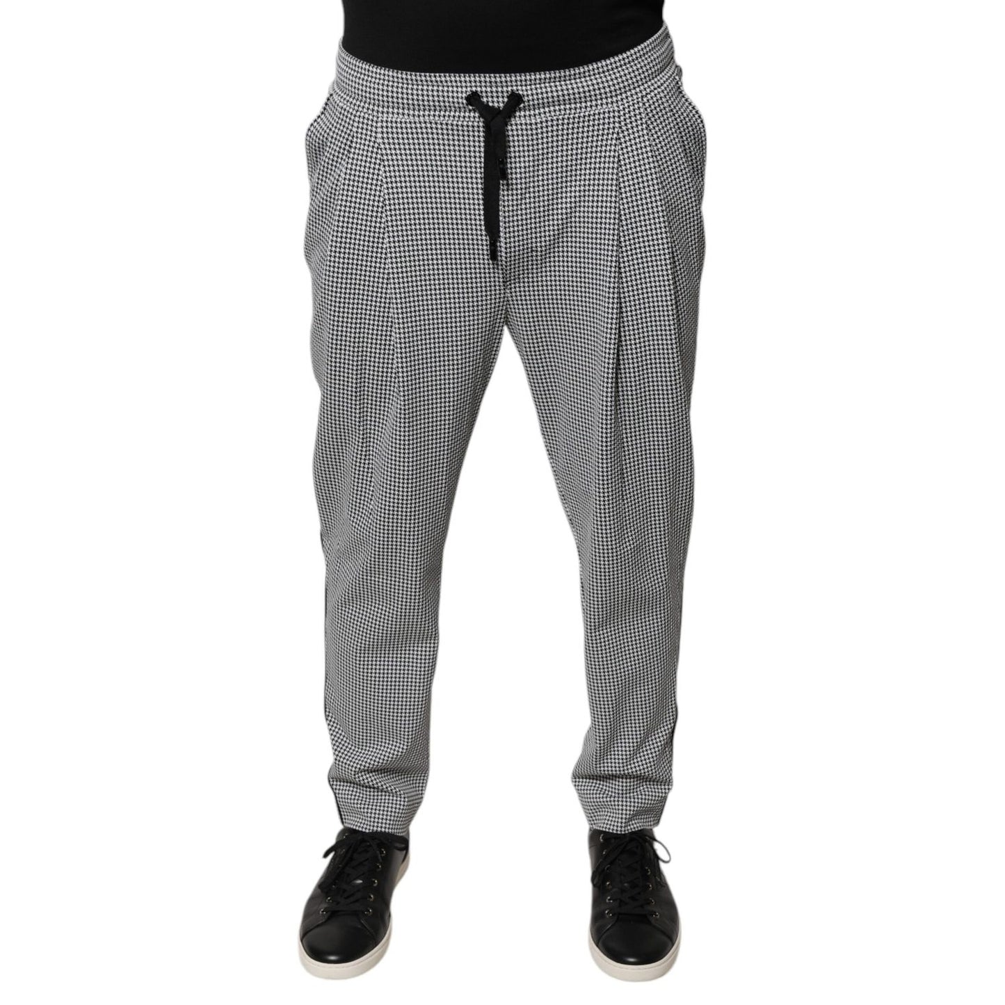 Dolce & Gabbana Black White Houndstooth Skinny Dress Pants