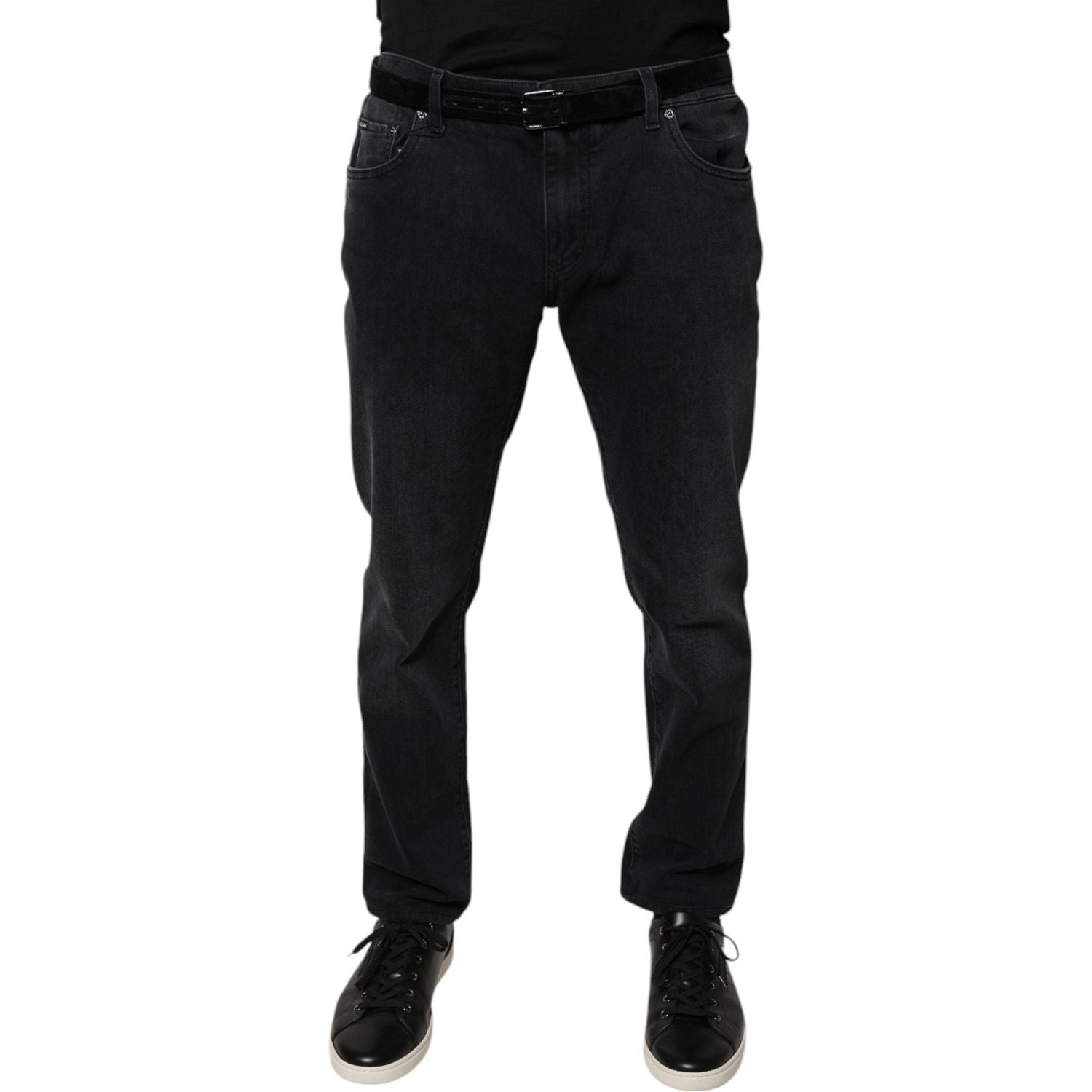 Dolce & Gabbana Black Logo Cotton Stretch Skinny Denim Jeans