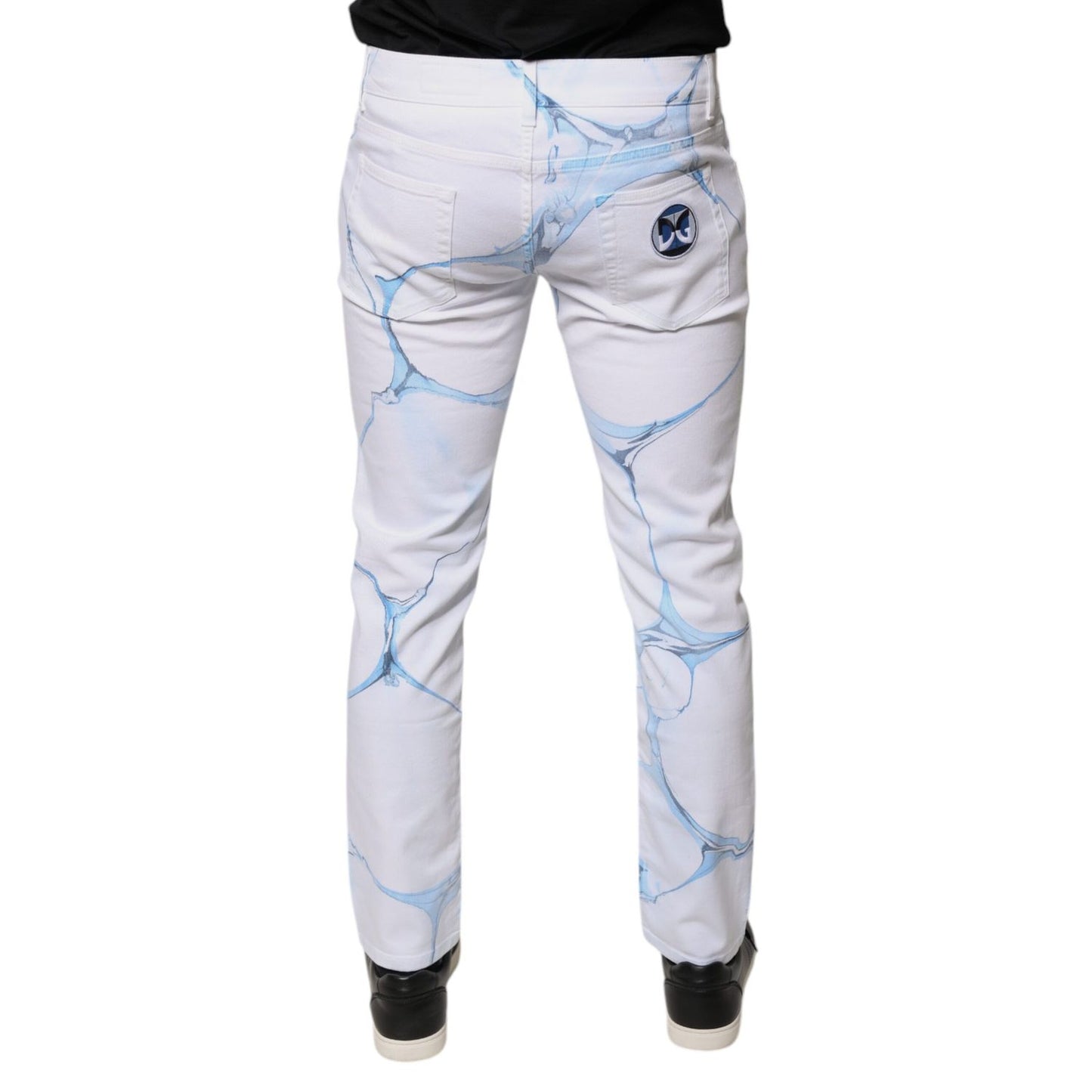Dolce & Gabbana White Blue Cotton Stretch Skinny Denim Jeans