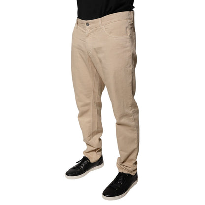 Dolce & Gabbana Beige Cotton Mid Waist Skinny Denim Jeans