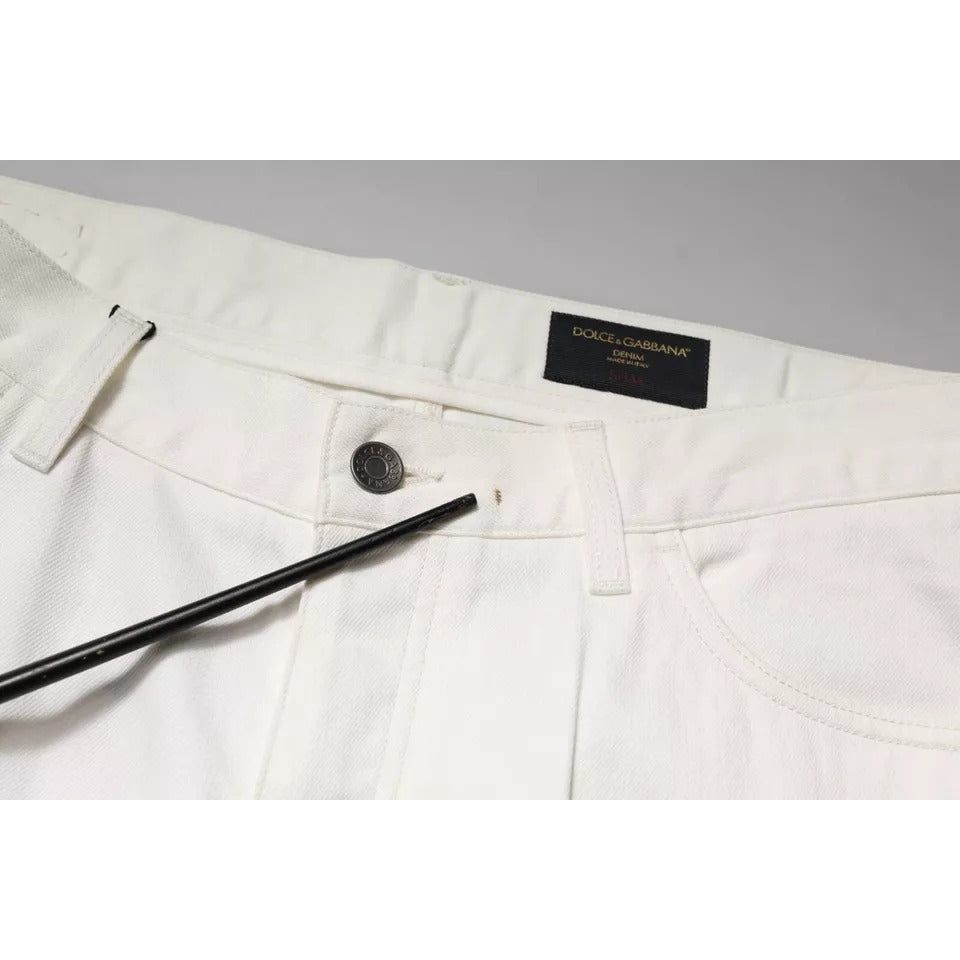 Dolce & Gabbana White Cotton Skinny Denim Jeans