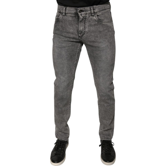 Dolce & Gabbana Gray Washed Cotton Skinny Denim Jeans PAN75855-48