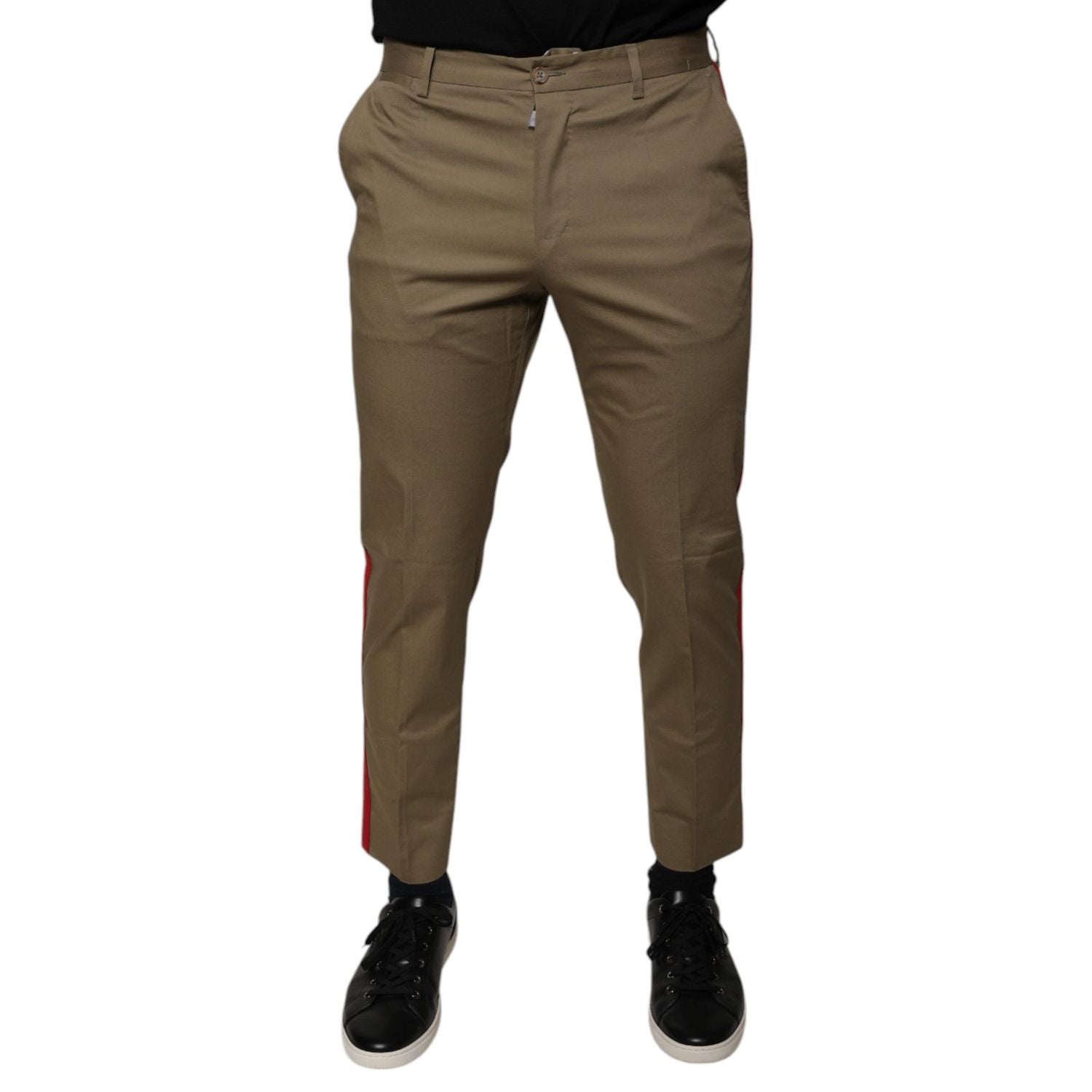 Dolce & Gabbana Brown Logo Men Casual Tapered Pants