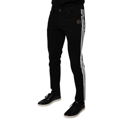 Dolce & Gabbana Black Crown White Lining Skinny Denim Jeans
