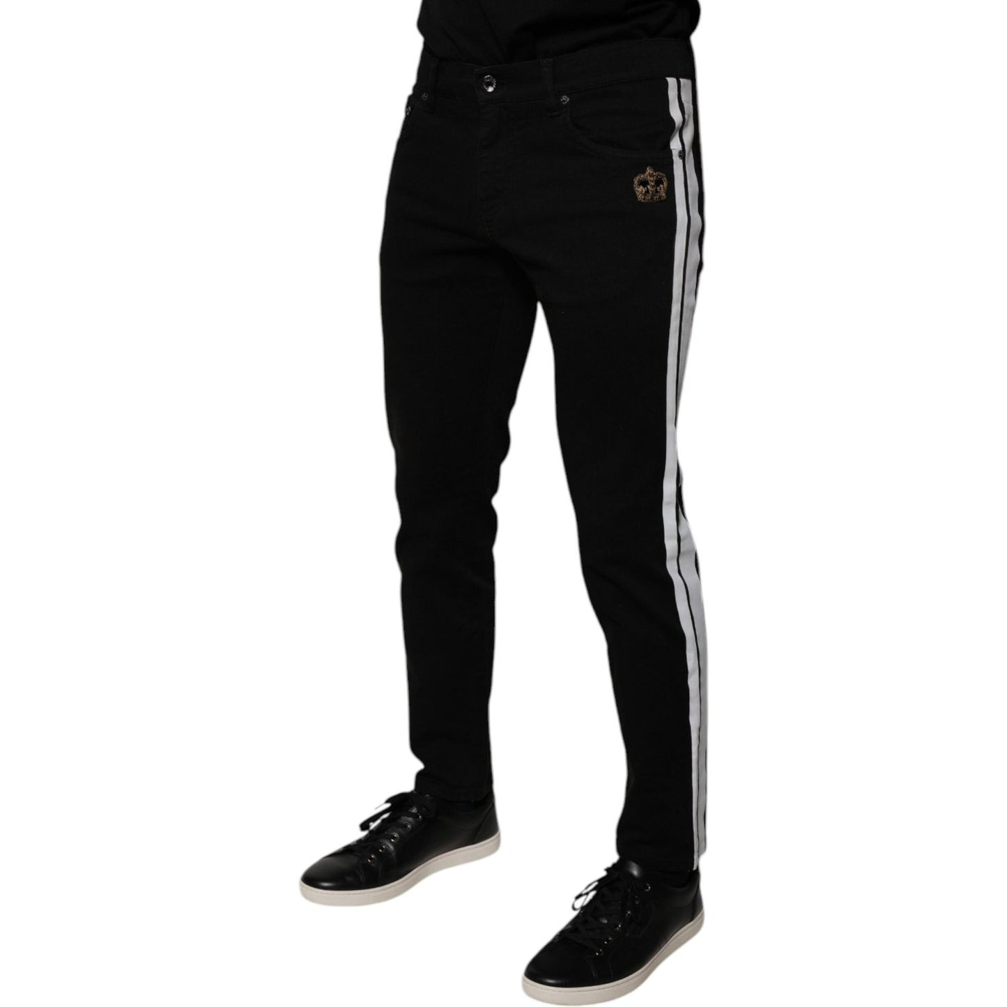 Dolce & Gabbana Black Crown White Lining Skinny Denim Jeans PAN75879-48