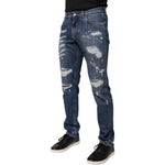 Dolce & Gabbana Blue Cotton Tattered Skinny Denim Jeans PAN75890-46