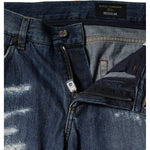 Dolce & Gabbana Blue Cotton Tattered Skinny Denim Jeans PAN75890-46