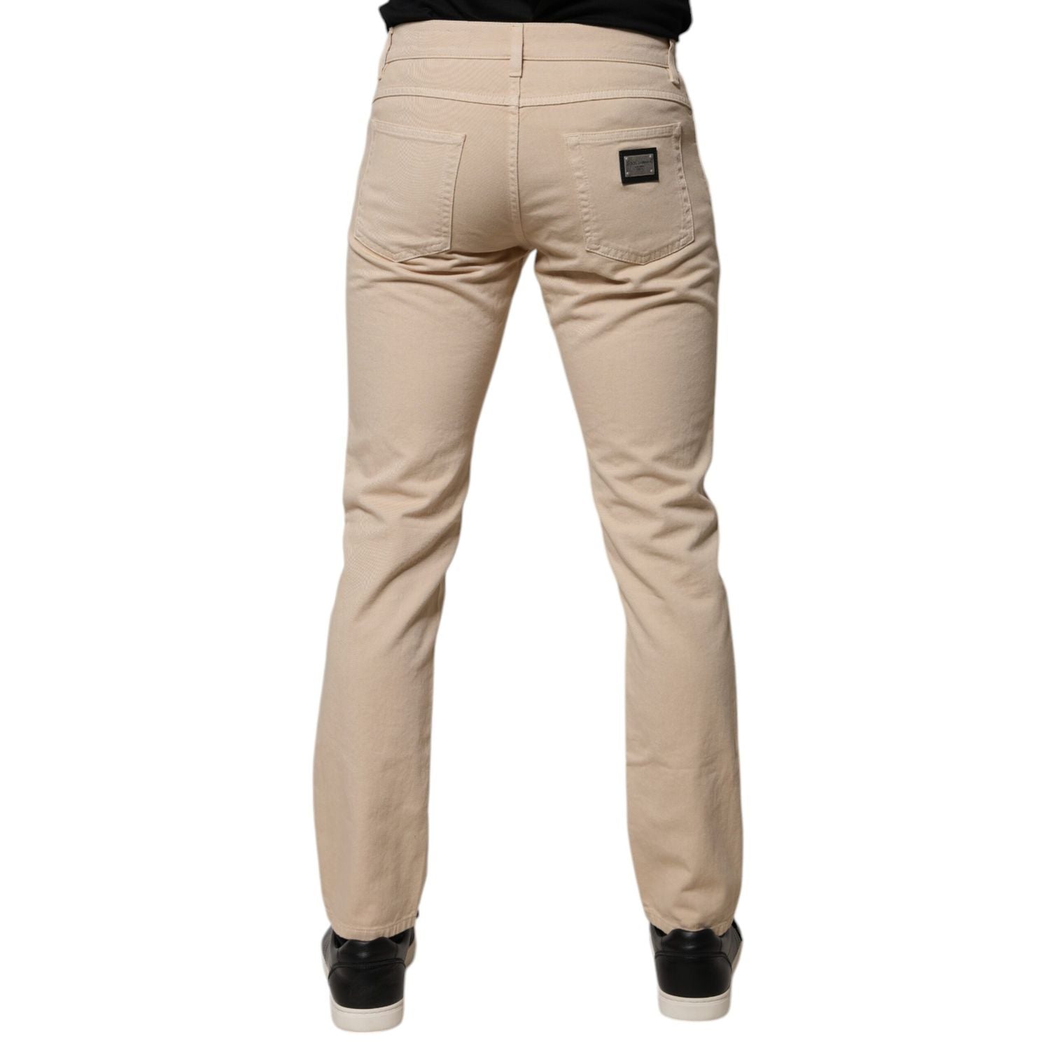 Dolce & Gabbana Beige Cotton Stretch Regular Men Denim Jeans