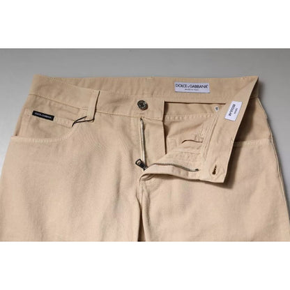 Dolce & Gabbana Beige Cotton Stretch Regular Men Denim Jeans