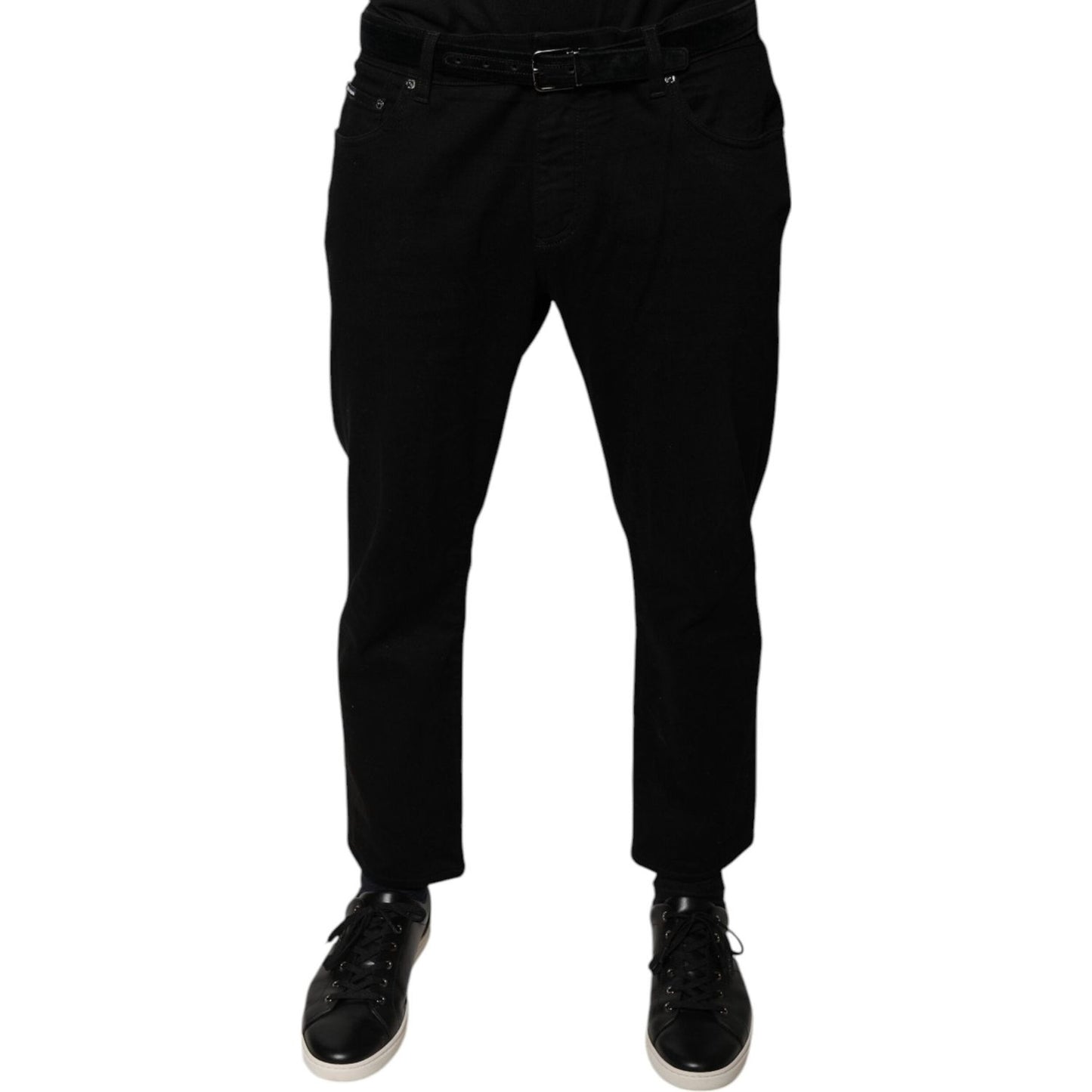 Dolce & Gabbana Black Cotton Stretch Logo Skinny Denim Jeans PAN75932-54