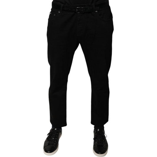 Dolce & Gabbana Black Cotton Stretch Logo Skinny Denim Jeans PAN75932-54