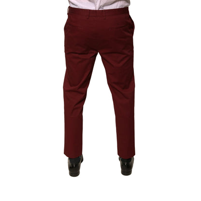 Dolce & Gabbana Maroon Cotton Men Skinny Dress Pants