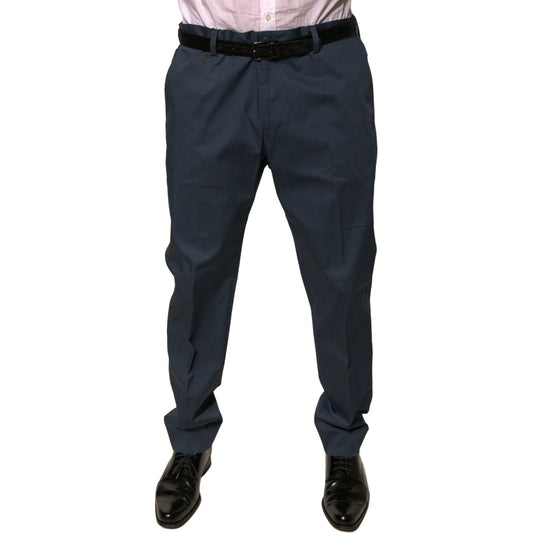 Dolce & Gabbana Dark Blue Cotton Stretch Skinny Men Dress Pants PAN76080-44