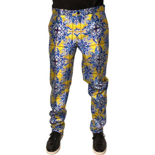 Dolce & Gabbana Multicolor MajolicaSilk Skinny Pants PAN76154-52