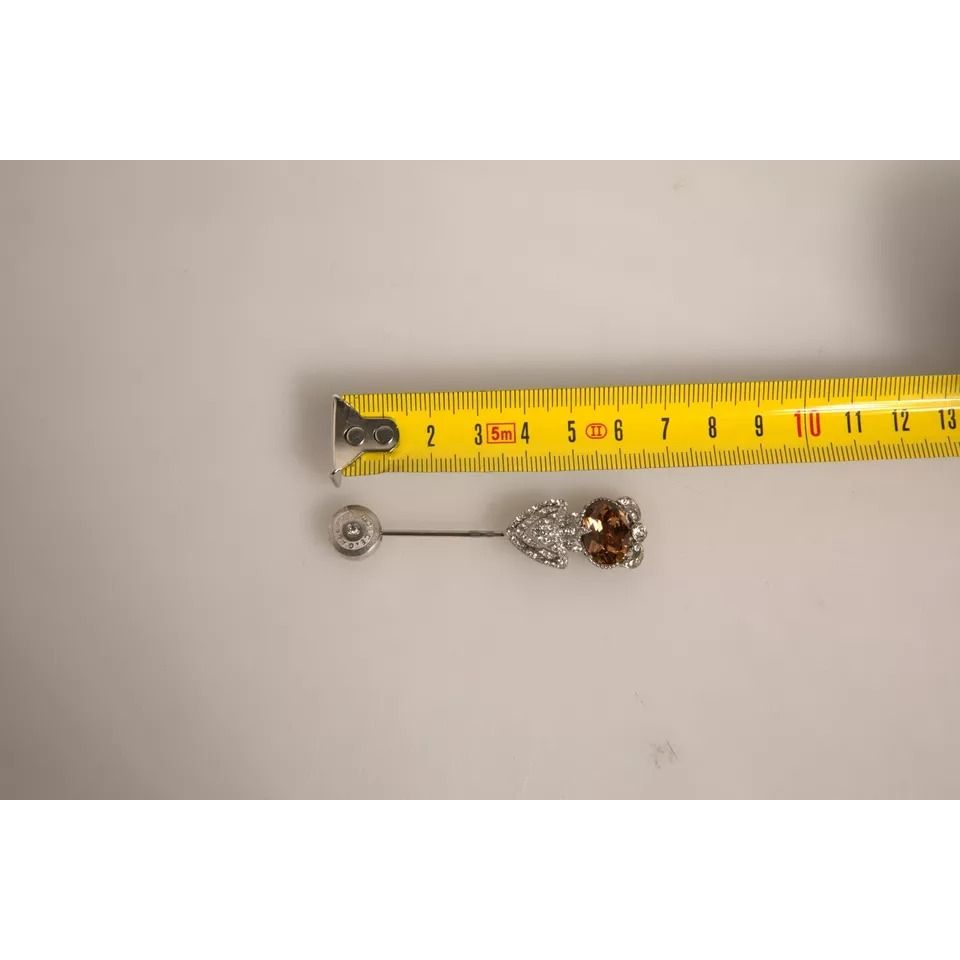 Dolce & Gabbana Silver 925 Sterling Silver Crystals Pin Collar Brooch