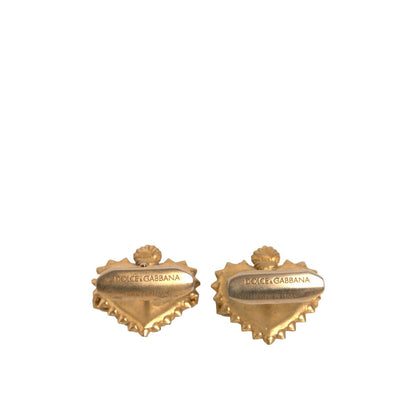 Dolce & Gabbana Gold 925 Sterling Silver DG Heart Cufflink