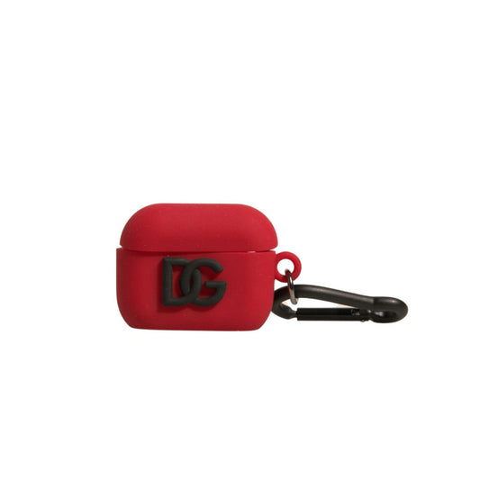 Dolce & Gabbana Red Silicone Rubber Logo Embossed Airpods Case SMY10598