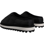 Dolce & Gabbana Black Nylon Quilted Logo Patch Sandals Slides Shoes MV6777-44