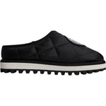 Dolce & Gabbana Black Nylon Quilted Logo Patch Sandals Slides Shoes MV6777-44