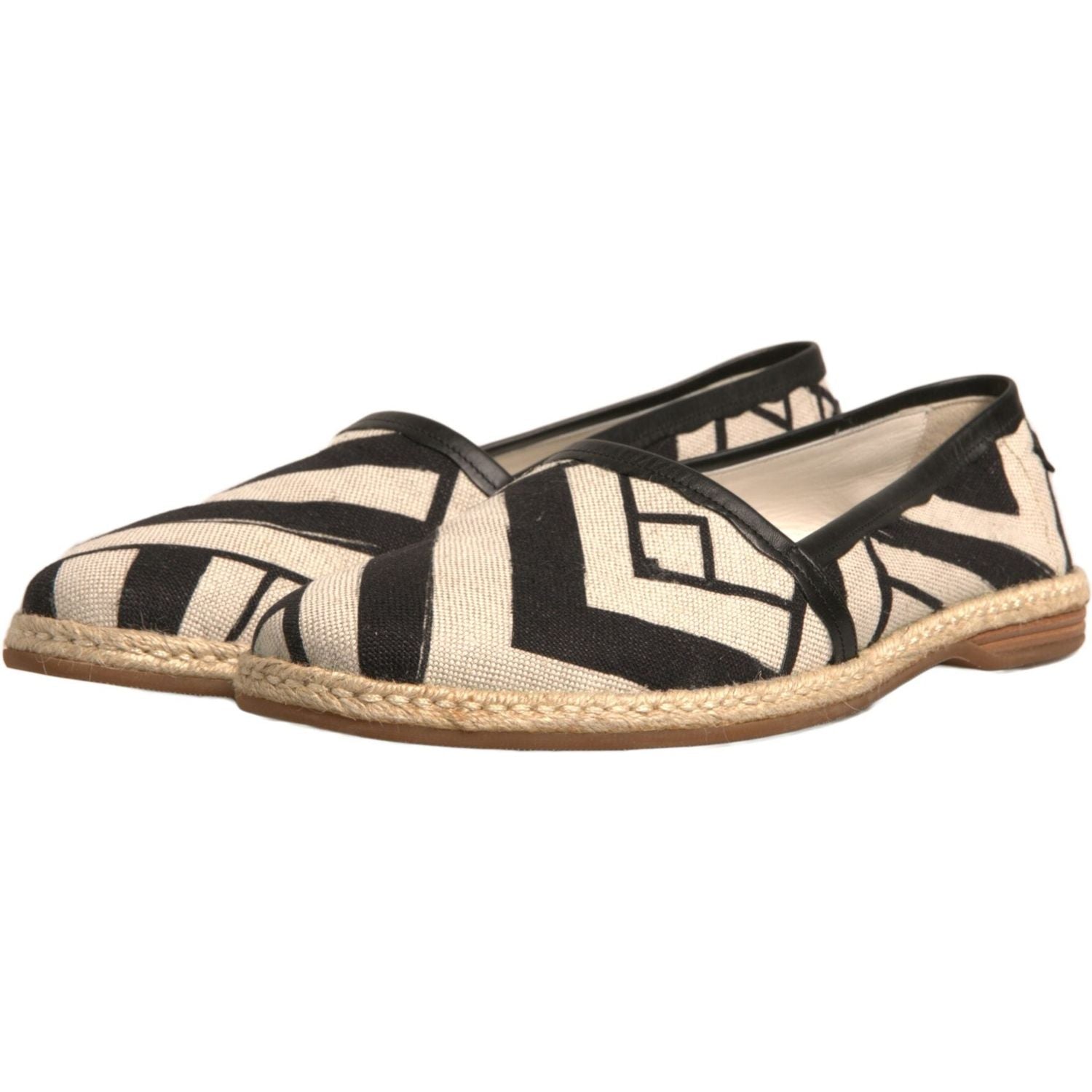 Dolce & Gabbana Black White Stripes Slip On Espadrille Shoes