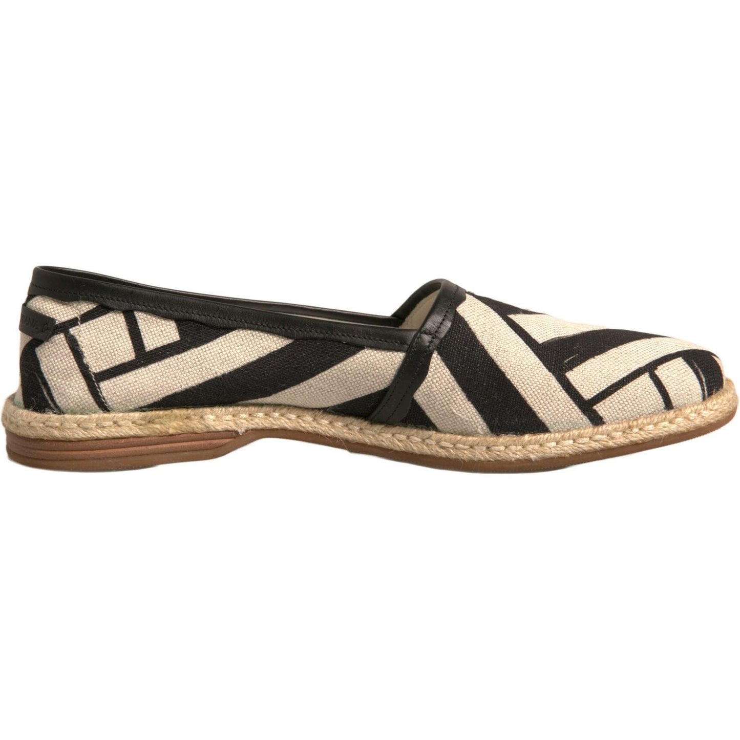 Dolce & Gabbana Black White Stripes Slip On Espadrille Shoes MV6825-42