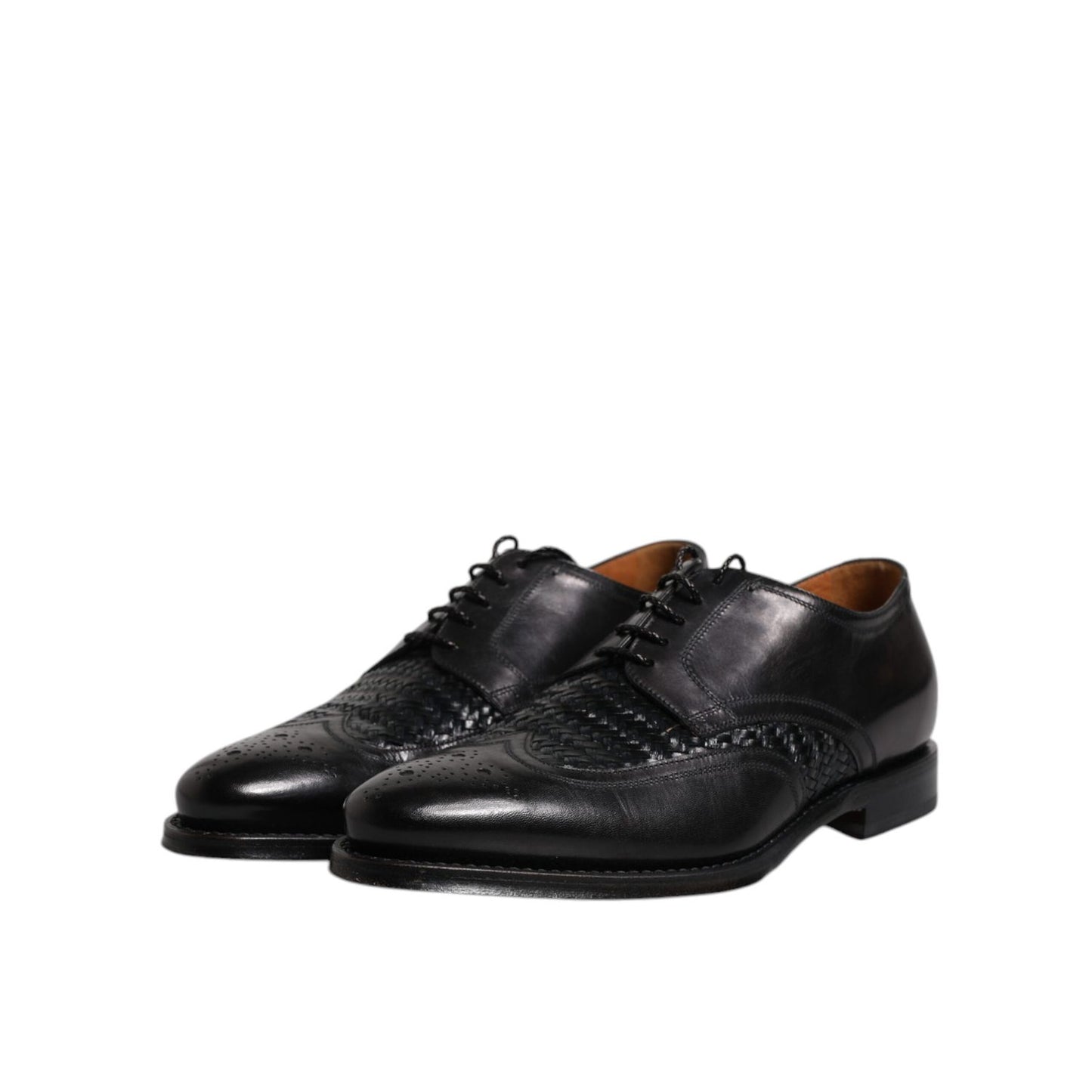 Dolce & Gabbana Black Leather Derby Wingtip Lace Up Formal Dress Shoes