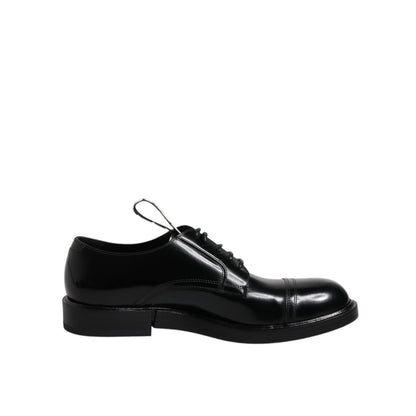 Dolce & Gabbana Black Patent Leather Derby Lace Up Formal Dress Shoes