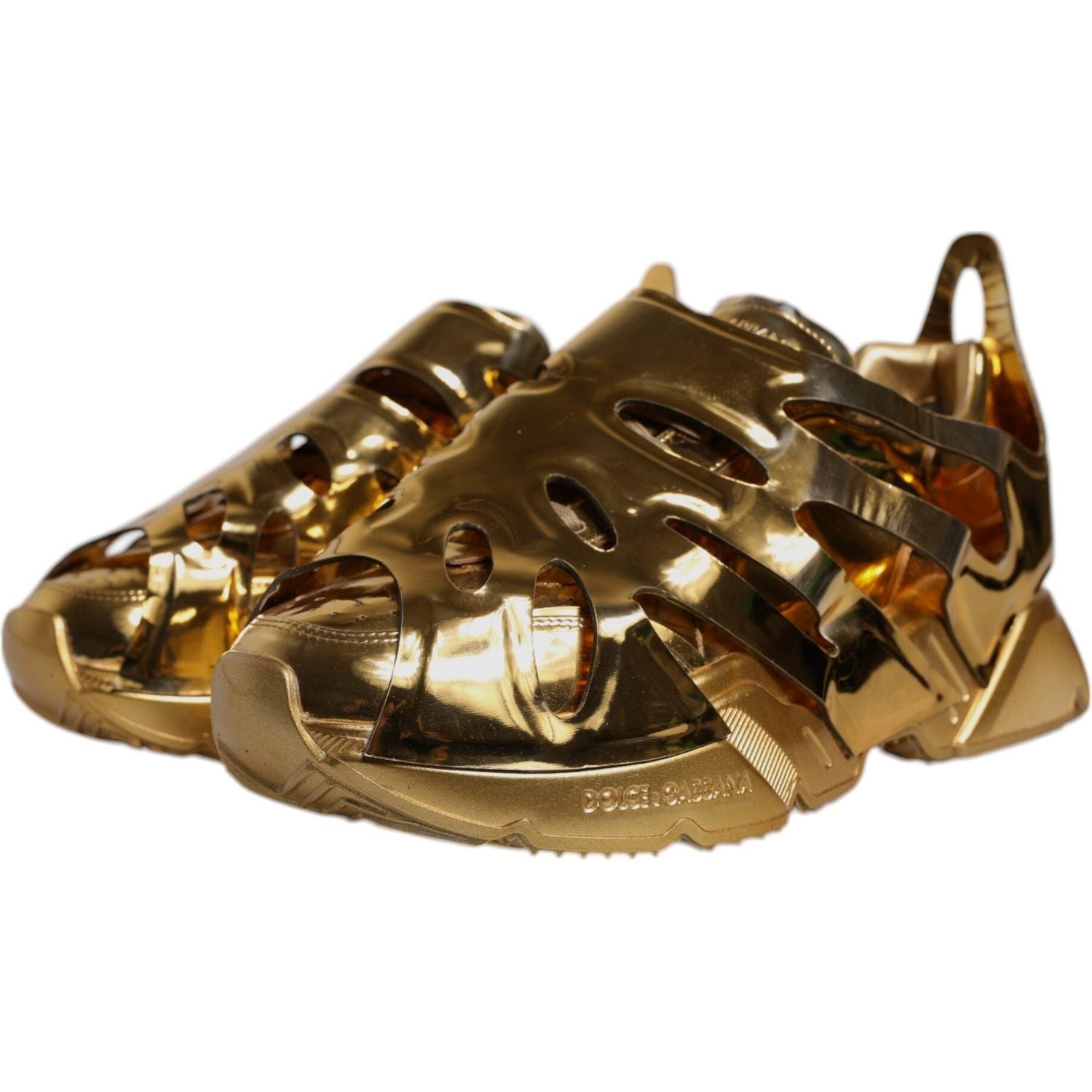 Dolce & Gabbana Gold Daymaster Leather Low Top Sneakers Shoes