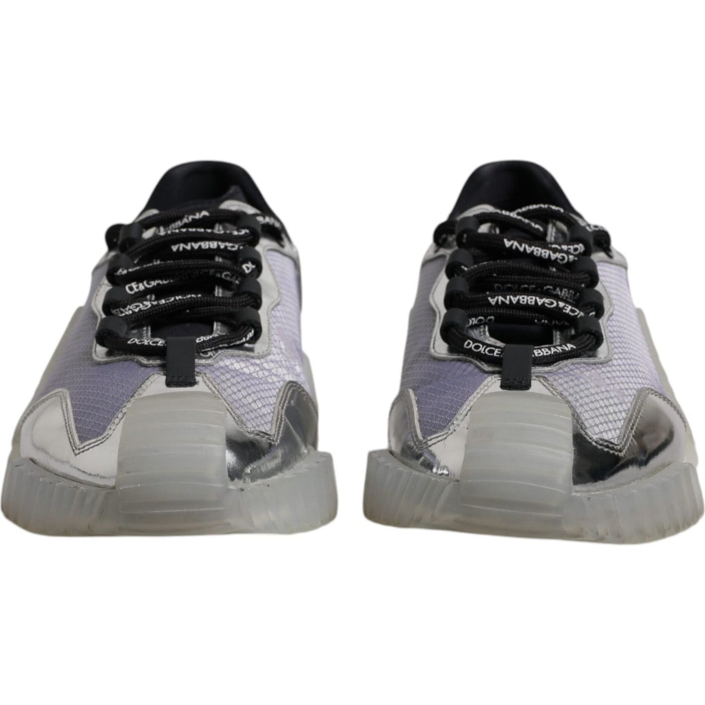 Dolce & Gabbana Silver Black Nylon NS1 Low Top Sneakers Shoes