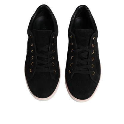 Dolce & Gabbana Black Logo Suede Leather Men Sneakers Shoes