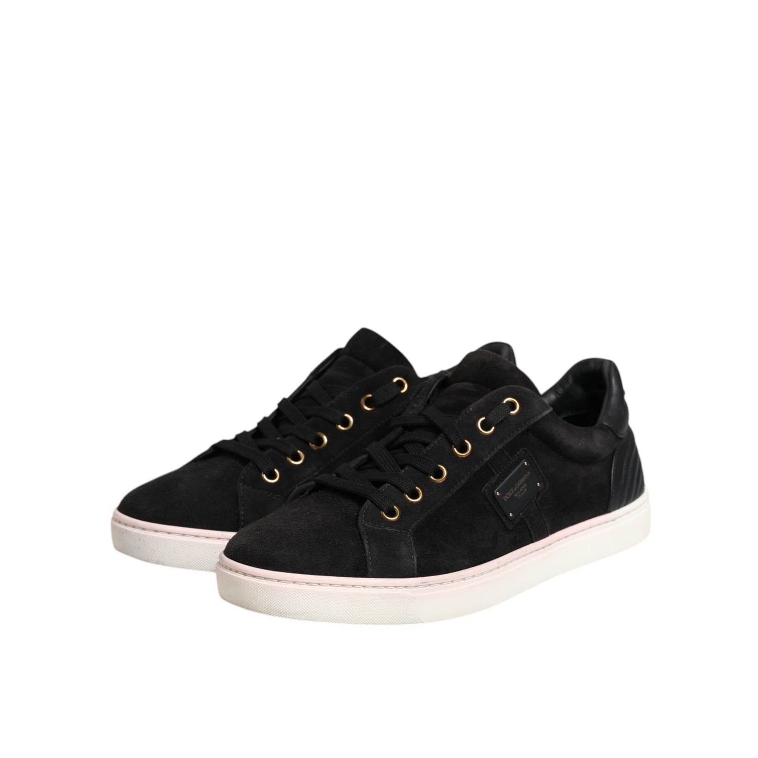 Dolce & Gabbana Black Logo Suede Leather Men Sneakers Shoes