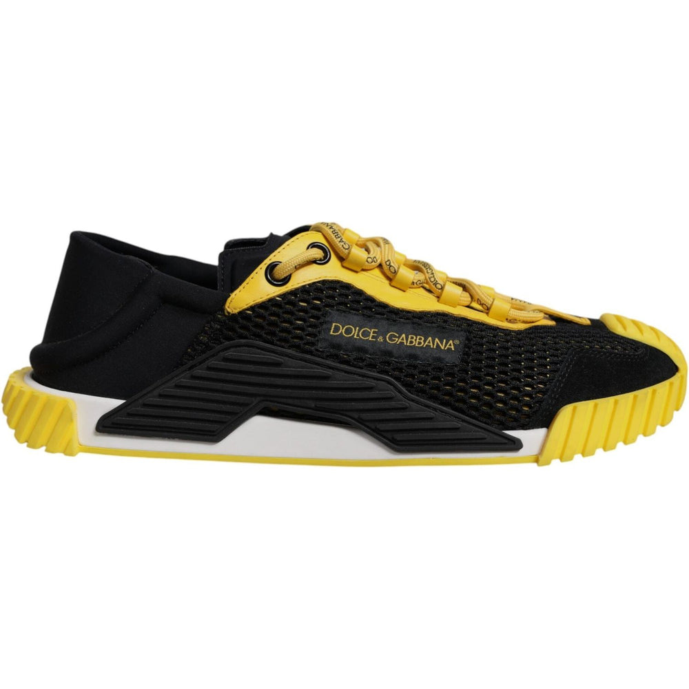Dolce & Gabbana Black Yellow Low Top NS1 Sneakers Shoes MV6765-39