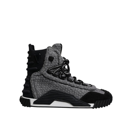 Dolce & Gabbana Gray Black NS1 High Top Boots Sneakers Shoes MV7923-37.5