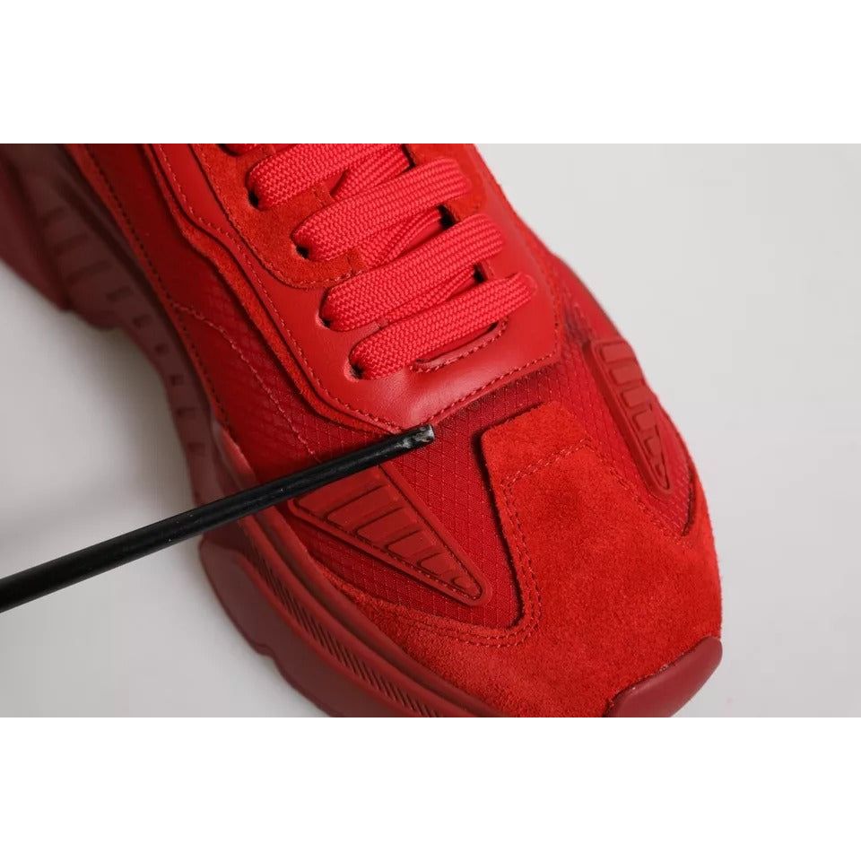 Dolce & Gabbana Red Leather Daymaster Low Top Sneakers Shoes