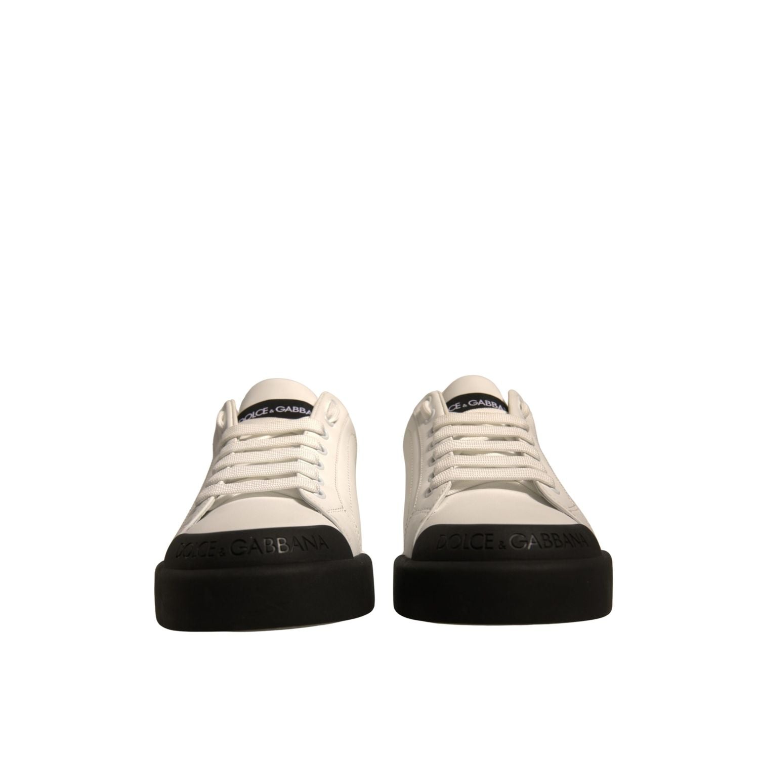 Dolce & Gabbana White Leather Logo Portofino Sneakers Shoes