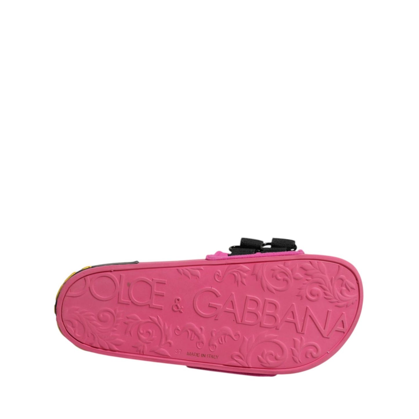 Dolce & Gabbana Fuchsia Neoprene Slides Flats Beachwear Shoes