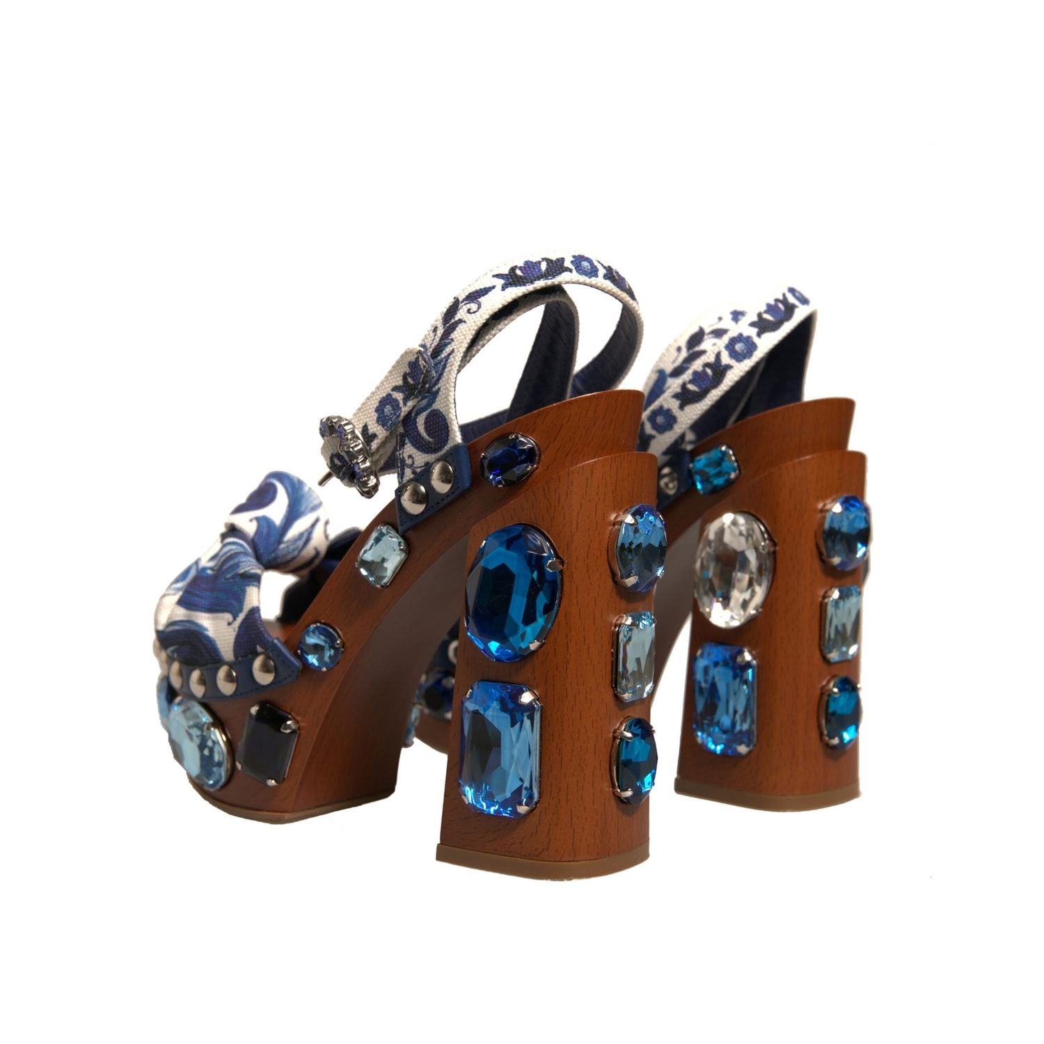 Dolce & Gabbana Multicolor Majolica Embellished Wedge Sandals Shoes