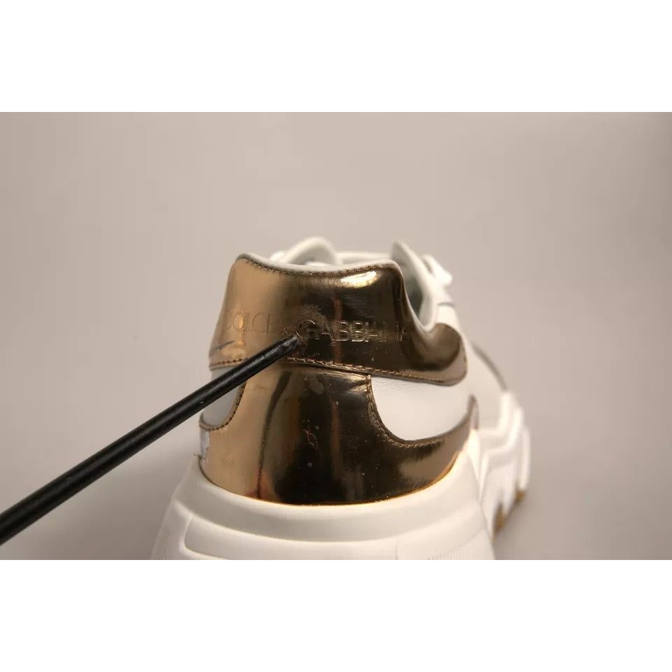 Dolce & Gabbana White Gold Daymaster Low Top Sneakers Shoes